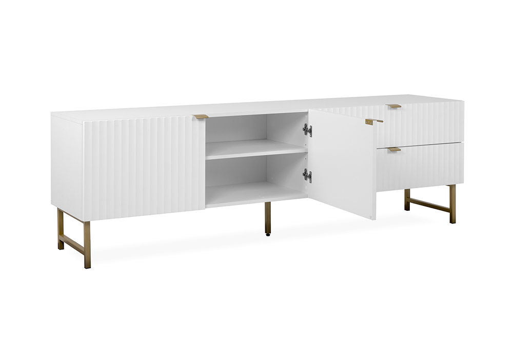 Porta TV bianco opaco stile nordico con gambe dorate Zenzero Shop