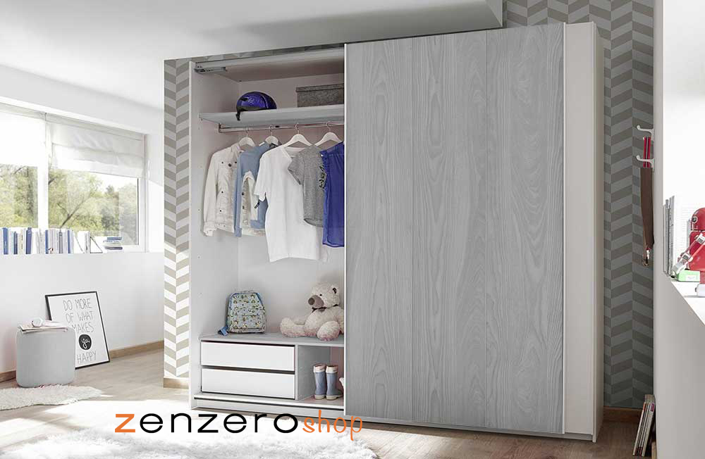 Armadio Like 2 ante scorrevoli bianco opaco e Grigio