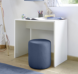 Cameretta moderna con letto imbottito e armadio vertigo blu