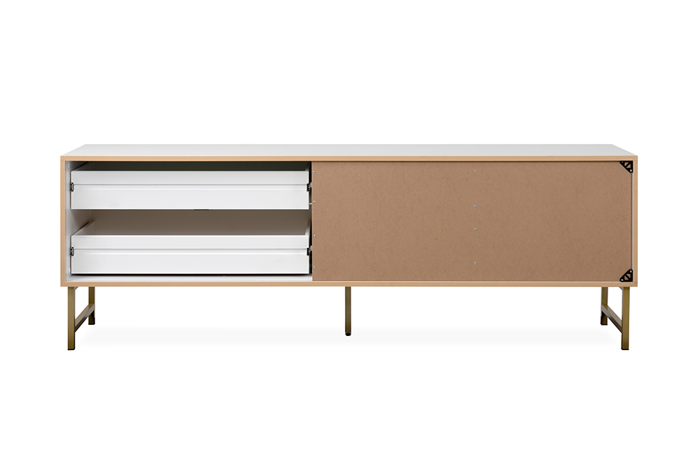 Porta TV bianco opaco stile nordico con gambe dorate Zenzero Shop