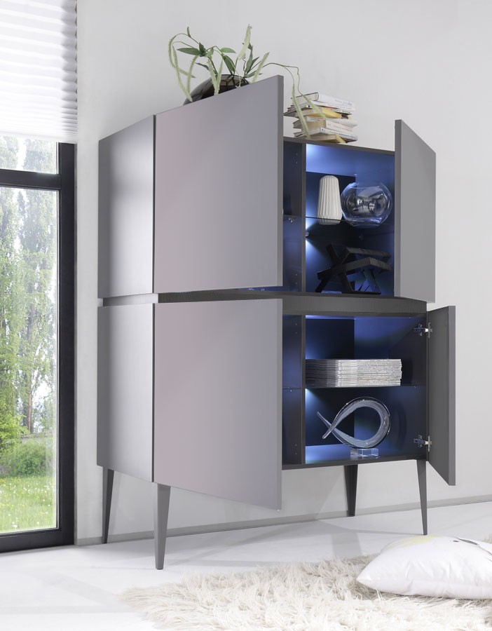 Madia Alta a 4 Ante colore bianco opaco, made in Italy