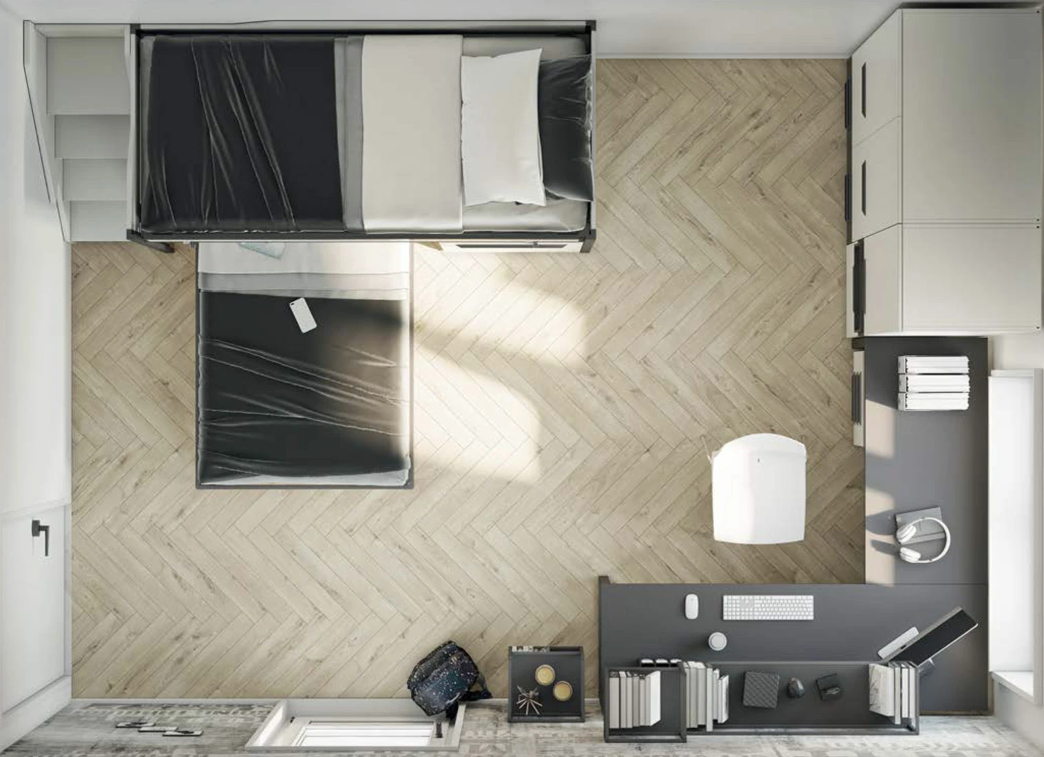 letto soppalco bianco luce