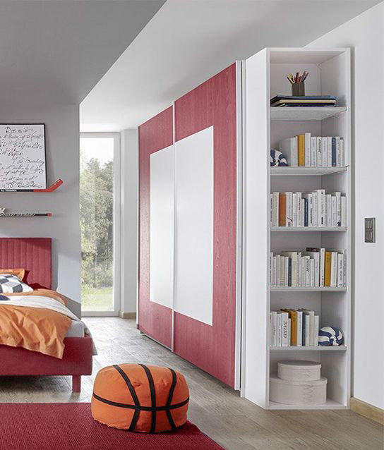 Armadio Square 2 ante scorrevoli bianco opaco e rosso