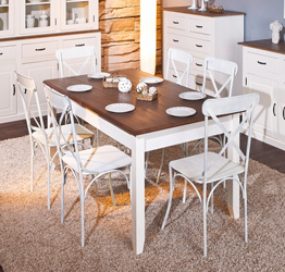 Tavolo allungabile in legno massello bianco marrone, 160x90 cm