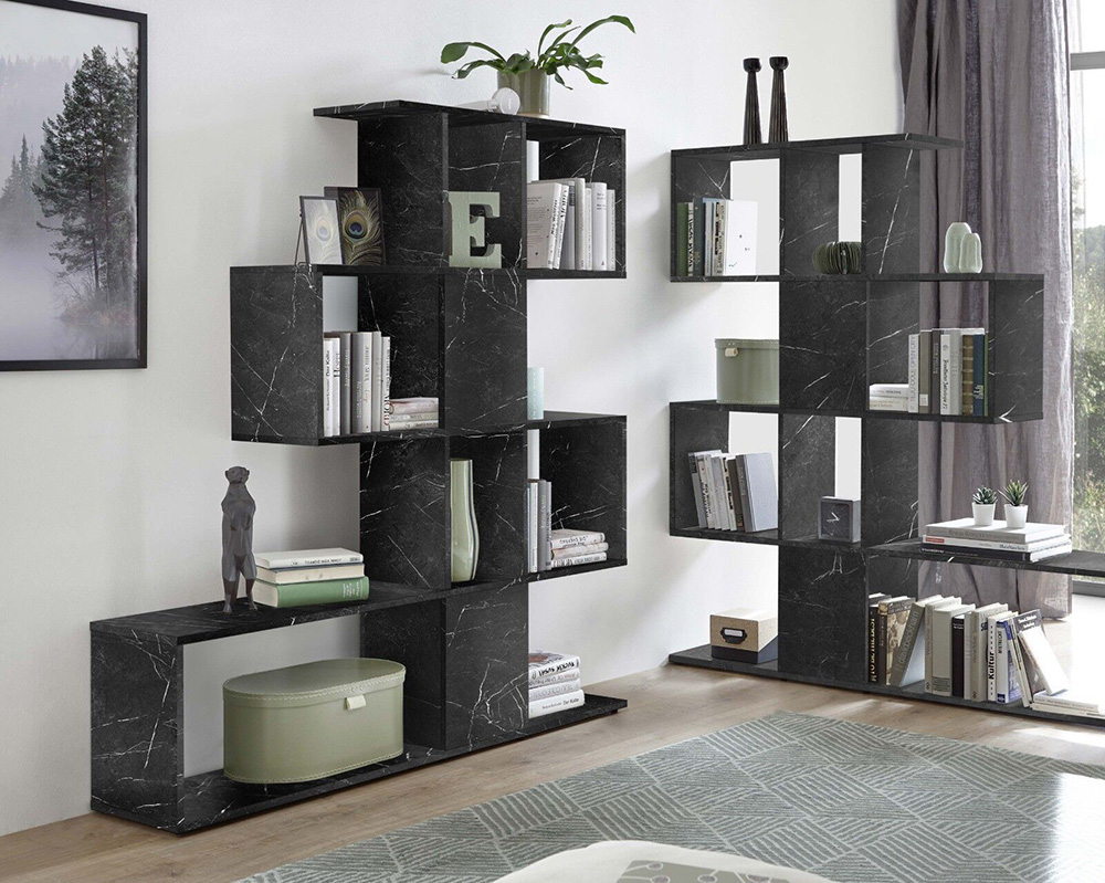 Elegante Libreria RUN, made in Italy, effetto marmo, 4 ripiani