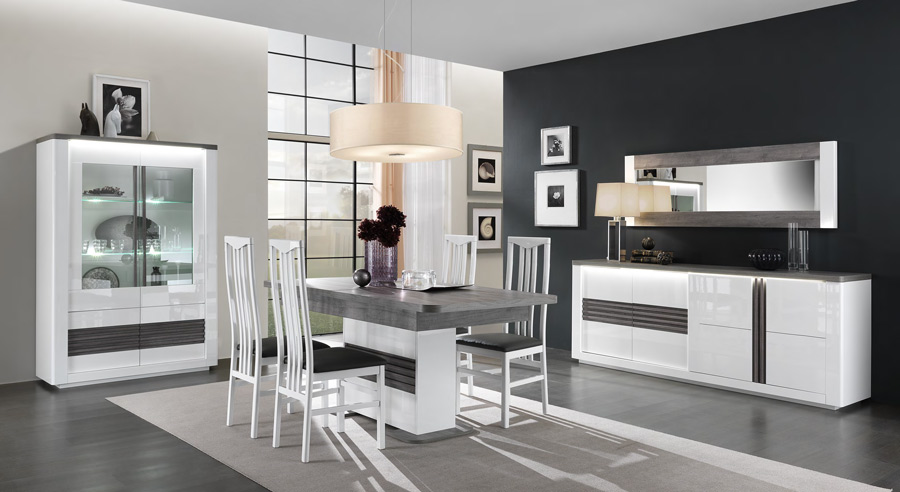 Madia 4 ante, bianco laccato e rovere adamello, made in Italy