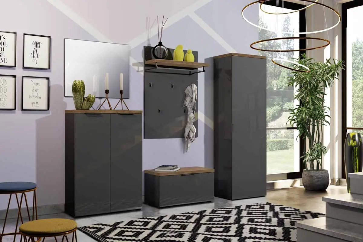 Guardaroba da ingresso, finitura Antracite lucido 