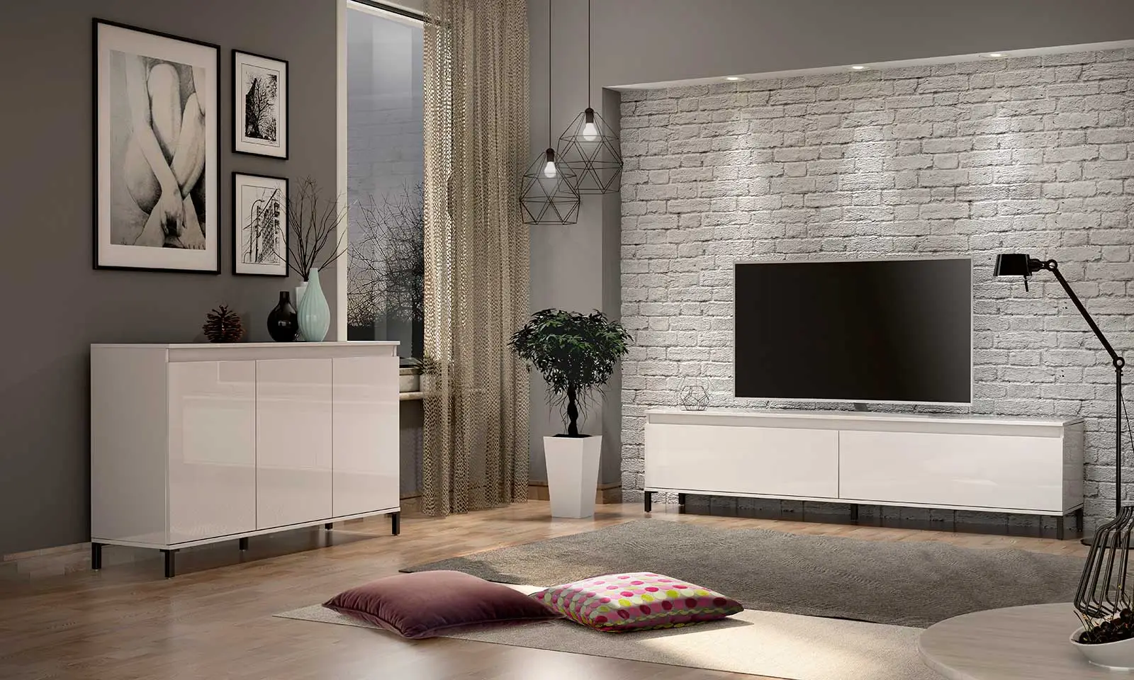 Mobile tv moderno colore Bianco 