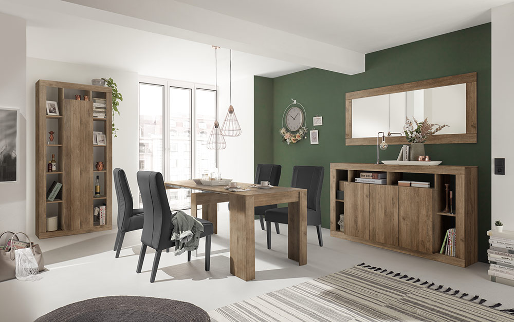 Credenze moderna a 3 ante, finitura Mercure, Made in Italy