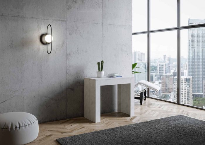 Conveniente consolle allungabile Bianco spatolato, Made in Italy