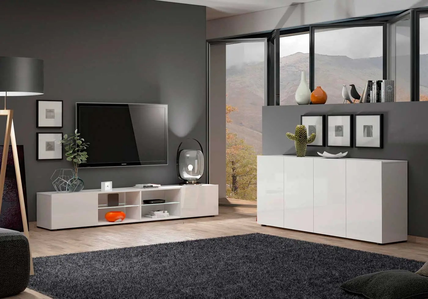 Porta TV moderno larghezza 225 cm