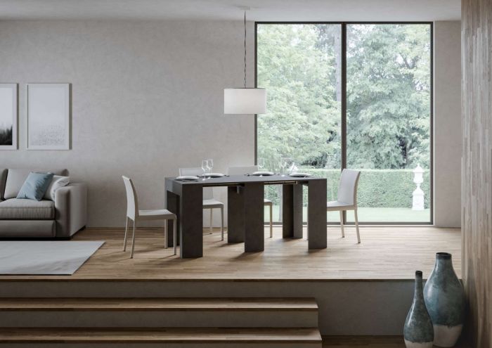 Consolle allungabile, Antracite spatolato, made in Italy