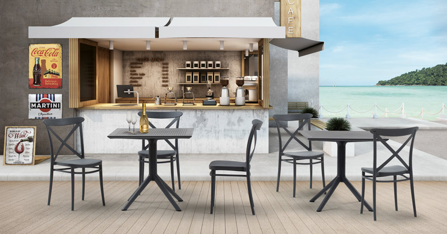 Tavolino quadrato 80 x 80 da esterno, color grigio antracite