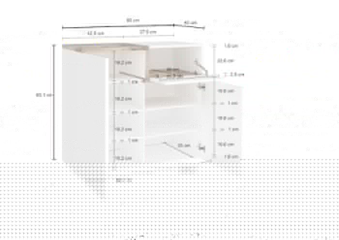 Moderna Scarpiera 2 ante, 1 anta ribalta bianco lucido e pero, made in Italy