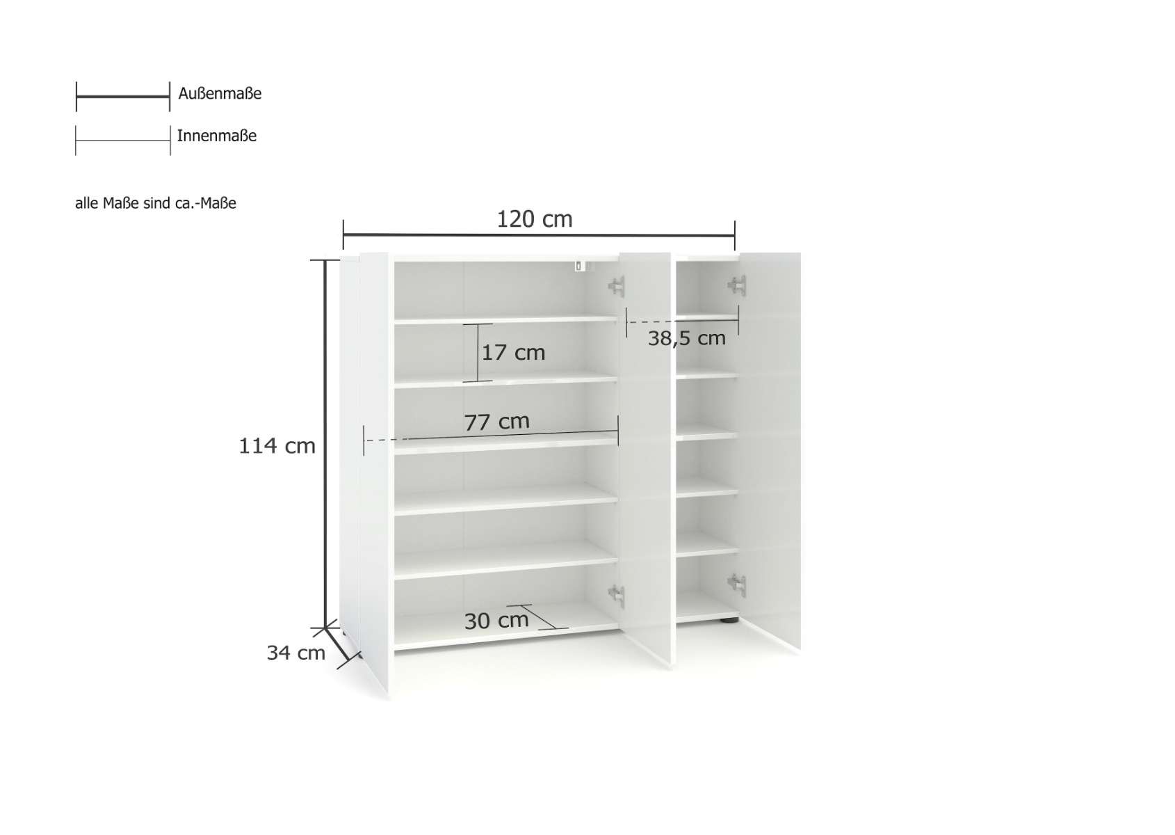  Scarpiera 3 ante finitura Bianca Lucido