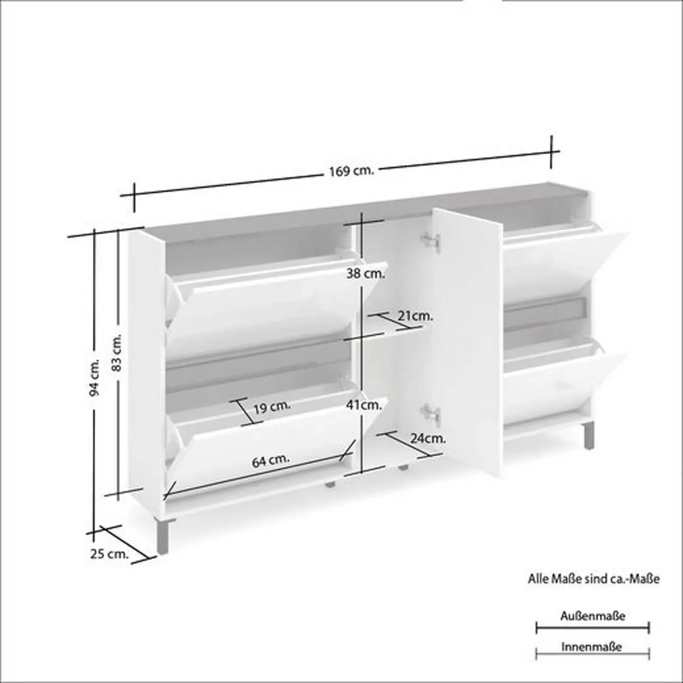 Scarpiera 4 ante ribalta e 1 anta battente
