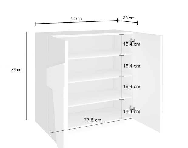 Scarpiera a 2 ante con disegni geometrici in finitura Beton