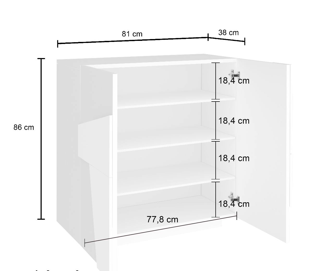 Scarpiera a 2 ante con disegni geometrici in finitura Ardesia
