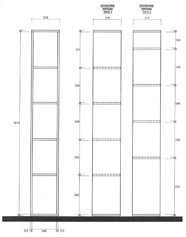 Colonna Libreria a terra, disponibile in molteplici colori