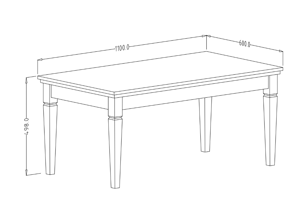 Tavolino basso da salotto L.110, finitura verde scuro e quercia