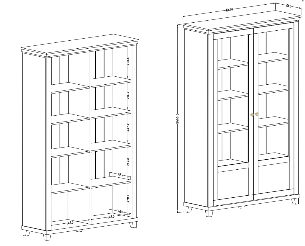 Elegante vetrina 2 ante finitura verde scuro e quercia 