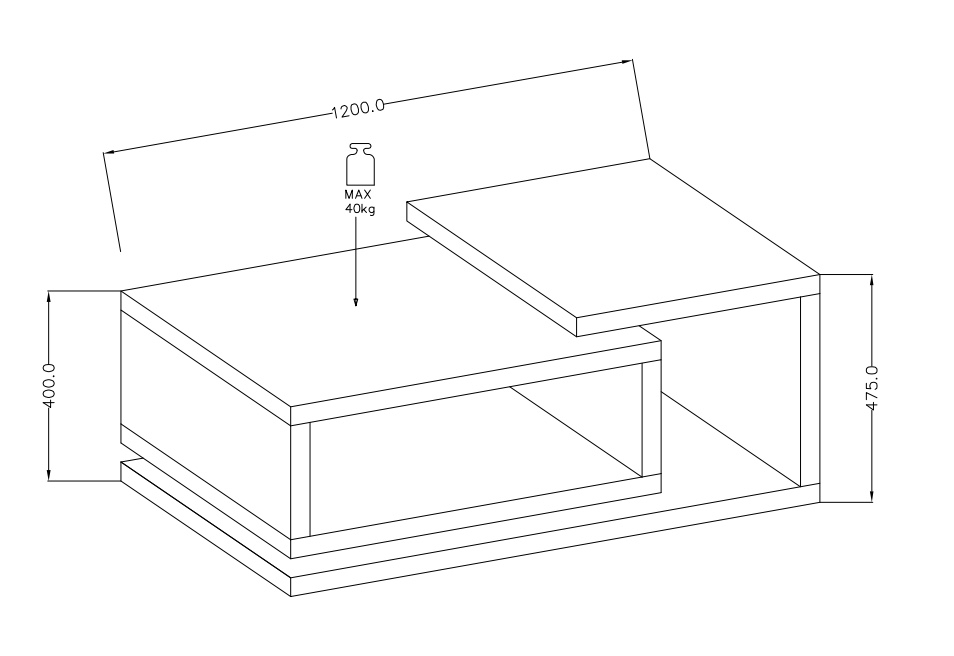 Tavolino da divano, noce e antracite spatolato