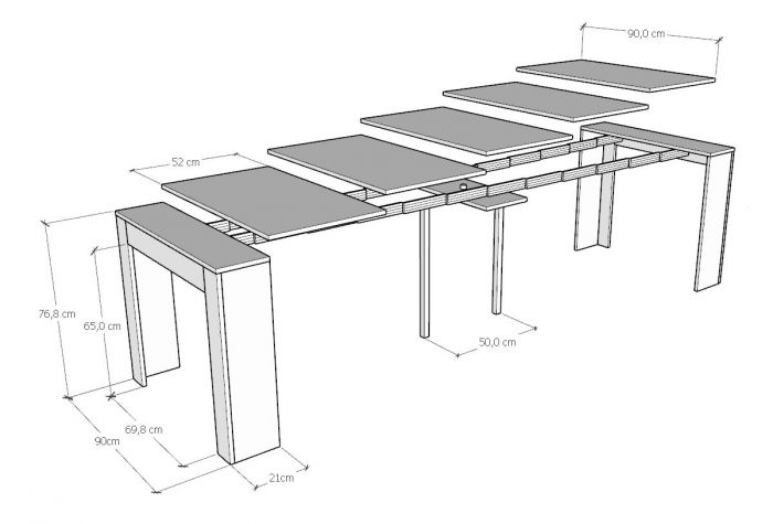 Conveniente consolle allungabile Bianco spatolato, Made in Italy