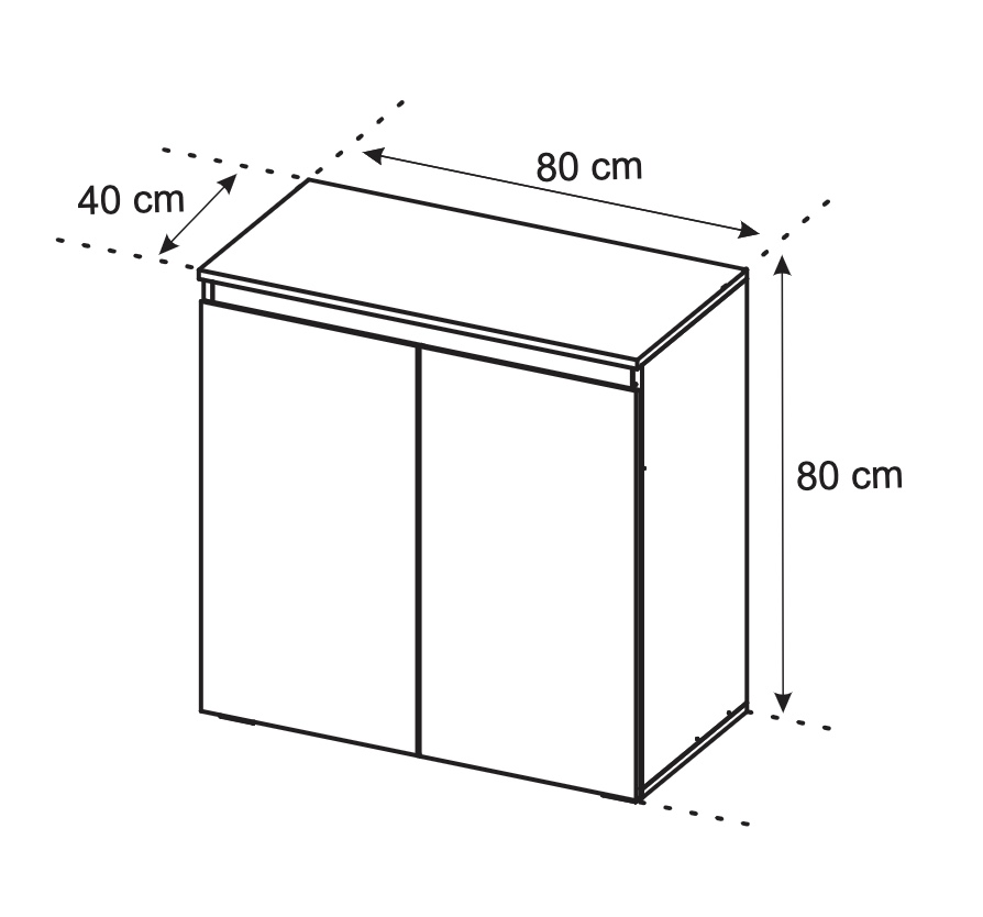 Madia stile minimal con 2 ante finitura Bianco opaco