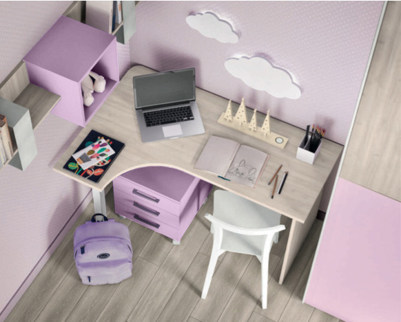 Scrivania moderna con gamba in metallo in finitura Noce brina