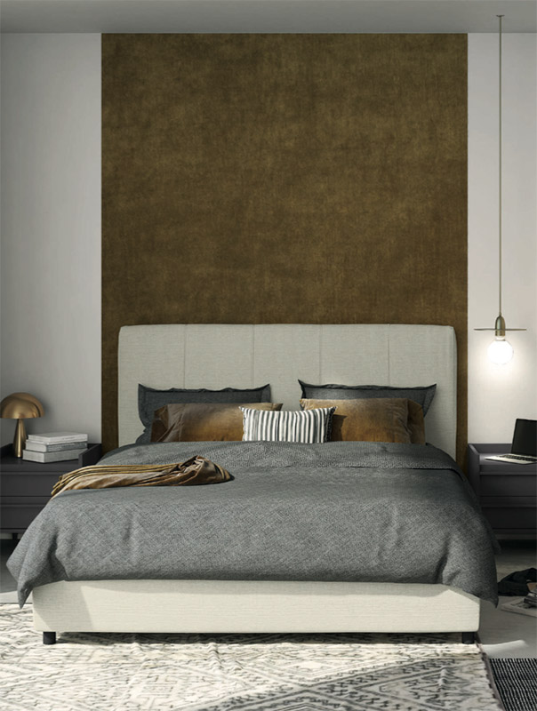 Letto matrimoniale in tessuto in finitura Desert