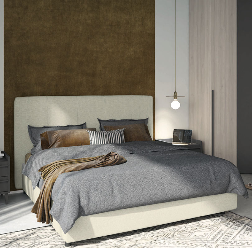 Letto matrimoniale in tessuto in finitura Desert