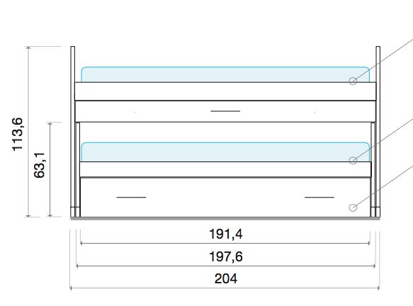 Cameretta con letto salvaspazio 3 posti, finitura Rovere ambra, Rosa antico, Peonia e Terracotta
