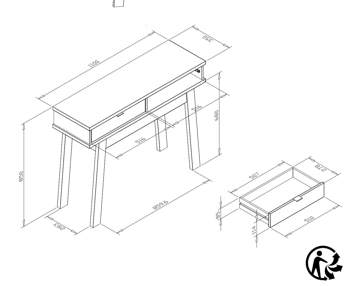Consolle Rosvik in finitura Grigio Seta e Grigio Perla