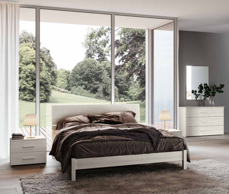 Letto matrimoniale Metiz, finitura Bianco Essenza