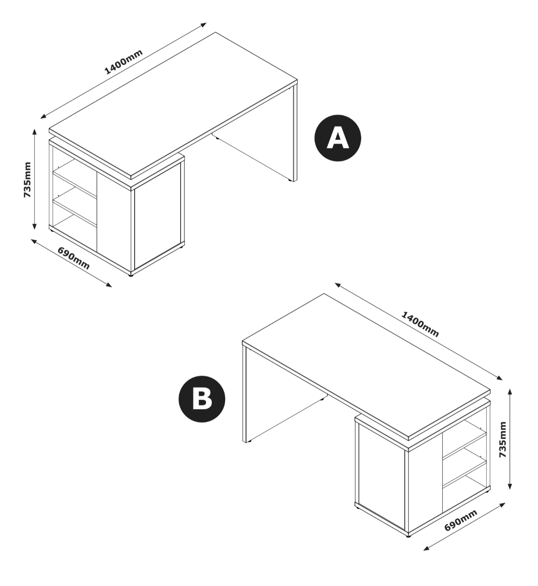 Scrivania ad angolo reversibile Point con 1 anta e 2 ripiani in finitura Bianco Lucido