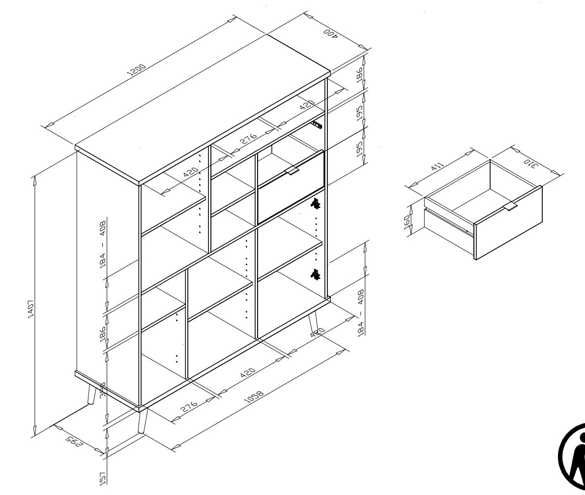 Madia Rosvik con 4 ante e 2 cassetti in finitura Grigio Seta, Grigio Perla e Antracite