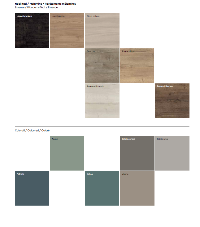 Soggiorno Zenzero, parete attrezzata moderna finitura legno bruciato e grigio seta