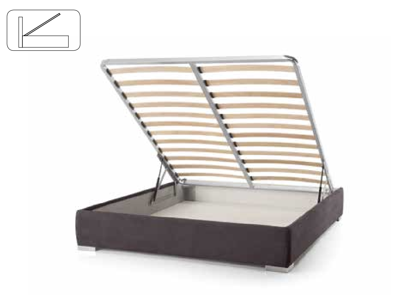 Letto matrimoniale Metiz con contenitore, finitura Giallo grano e Larice Bianco