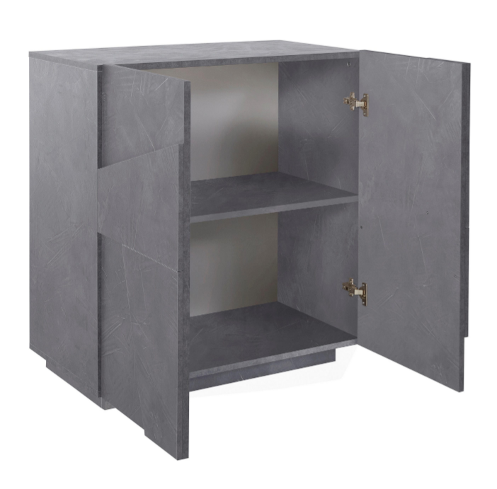 Madia a 2 ante con disegni geometrici in finitura Ardesia