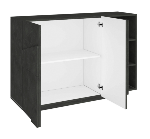 Ingresso moderno con scarpiera, appendiabiti e madia in finitura Ardesia