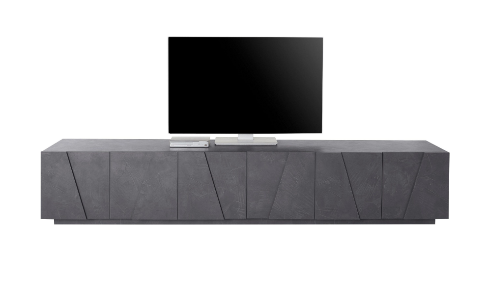 Mobile porta tv 6 ante con disegni geometrici in finitura Ardesia