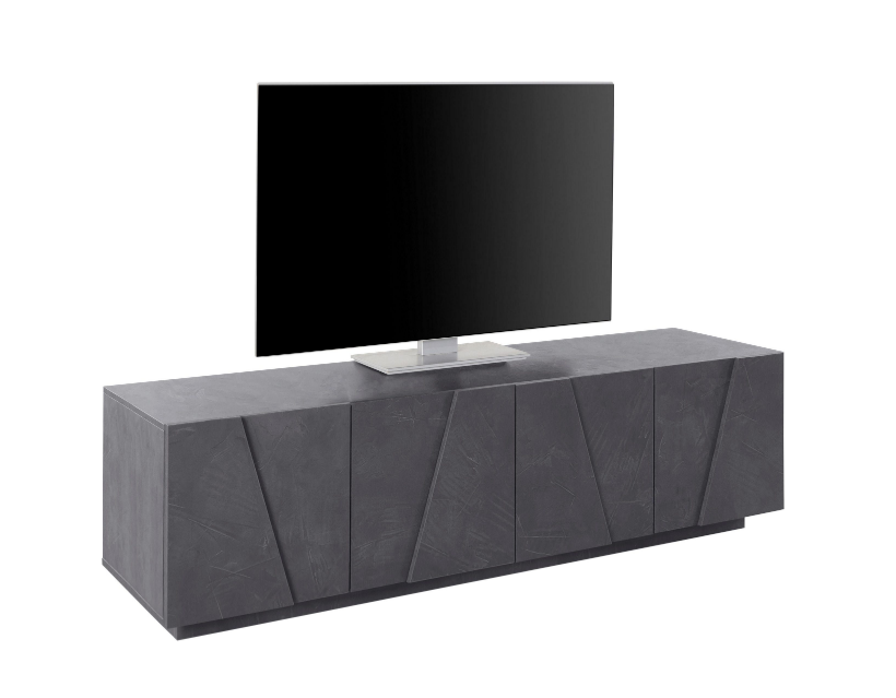 Mobile porta Tv a 4 ante con disegni geometrici in finitura Ardesia