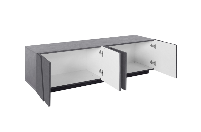 Mobile porta Tv a 4 ante con disegni geometrici in finitura Ardesia