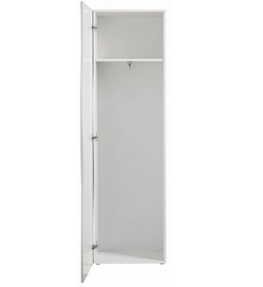 Armadio guardaroba in finitura bianco laccato lucido, linea arco