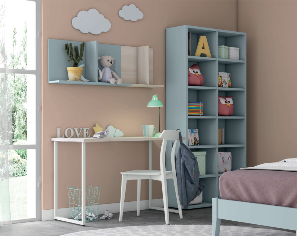 Scrivania moderna con gambe in metallo in finitura Noce brina