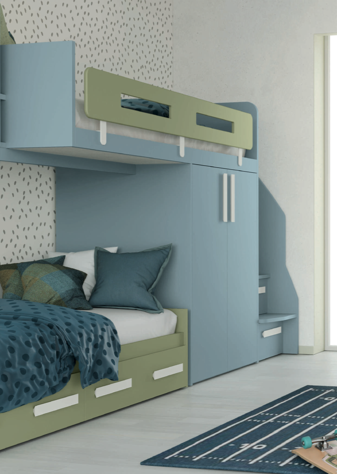 Camerette bimbo, Cameretta Jonathan in finitura Cadaques e Bianco Opaco