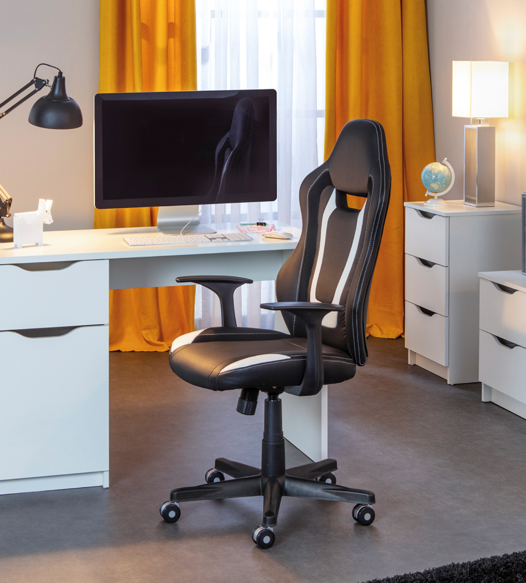 Poltrona da ufficio regolabile in altezza, funzionale colore grigio scuro