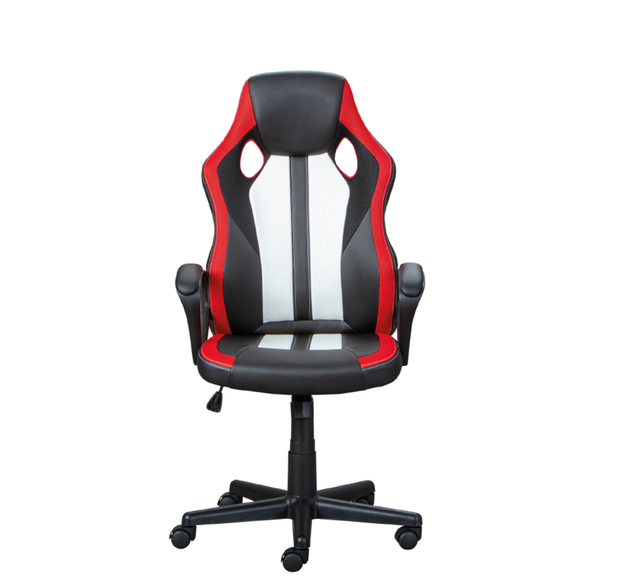 Poltrona da gaming di colore nero, rosso e bianco