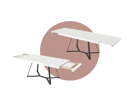 Tavolo moderno allungabile Ambra  in finitura Calacatta e Grigio nero opaco