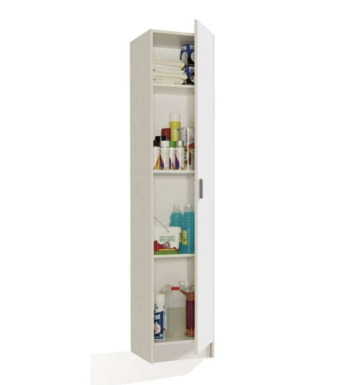 Armadio multiuso con ripiani, ad un anta, finitura bianca